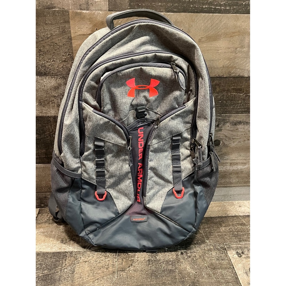 Under Armour Storm Backpack Grey Pink UA Logo Water Resistant Sport Bag